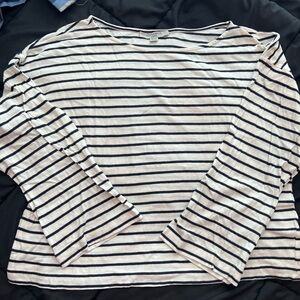 All Saints Black and White Striped Long Sleeve Top